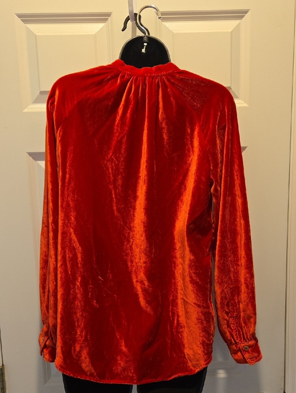Anthropologie Pilcro Velvet Femme Top S Button Down Pink Blouse Puff Sleeve - Picture 15 of 15
